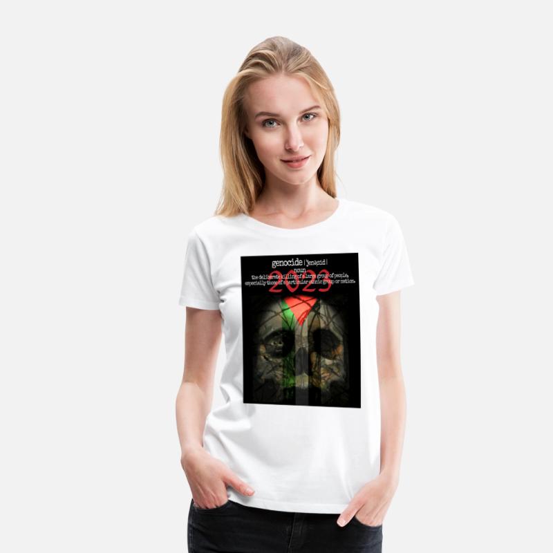 Skull, olives and barb-wire with Palestinian flag.