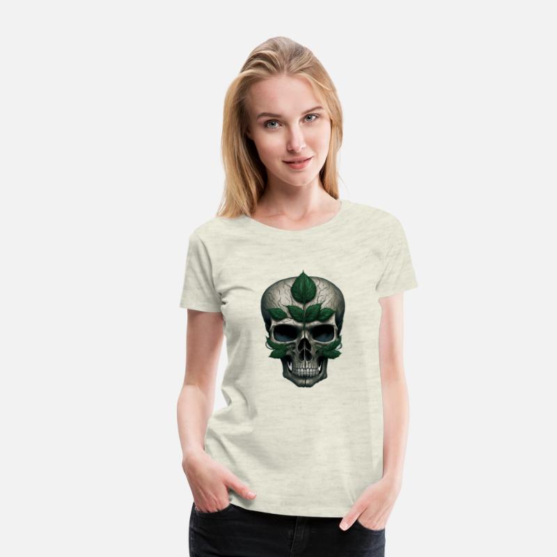 skull with a four-leaf clover in the center T-shir