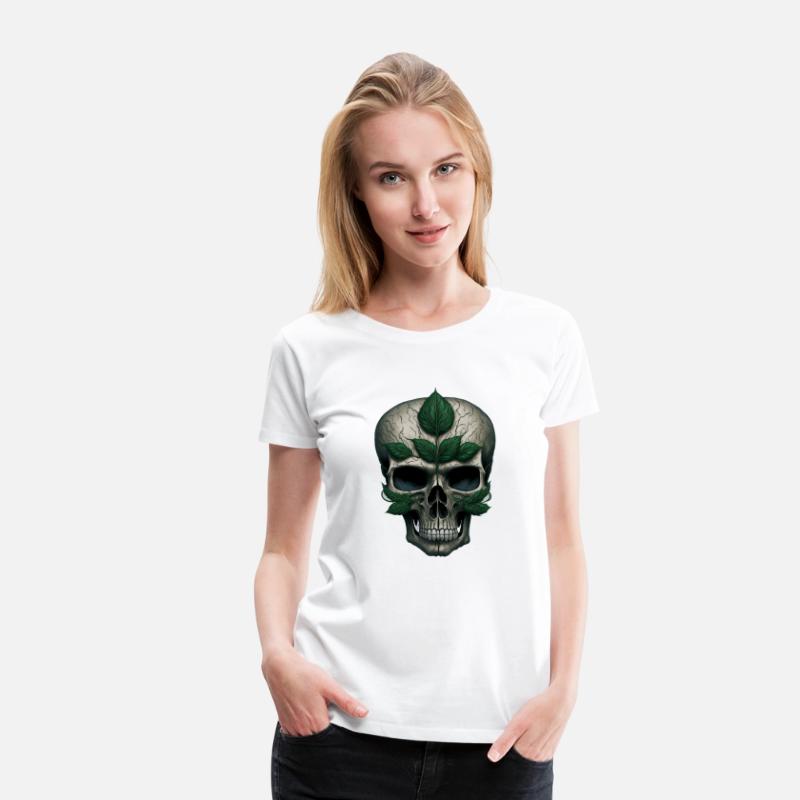 skull with a four-leaf clover in the center T-shir