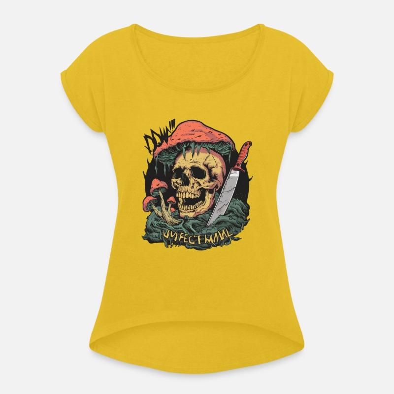 Skull with a knife and mushroom