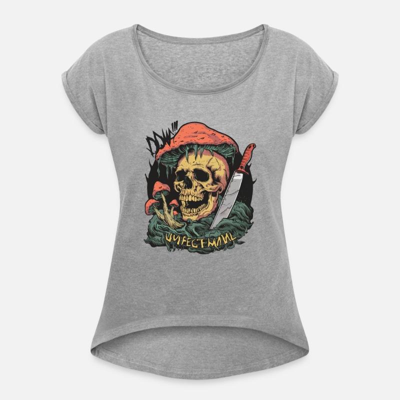 Skull with a knife and mushroom