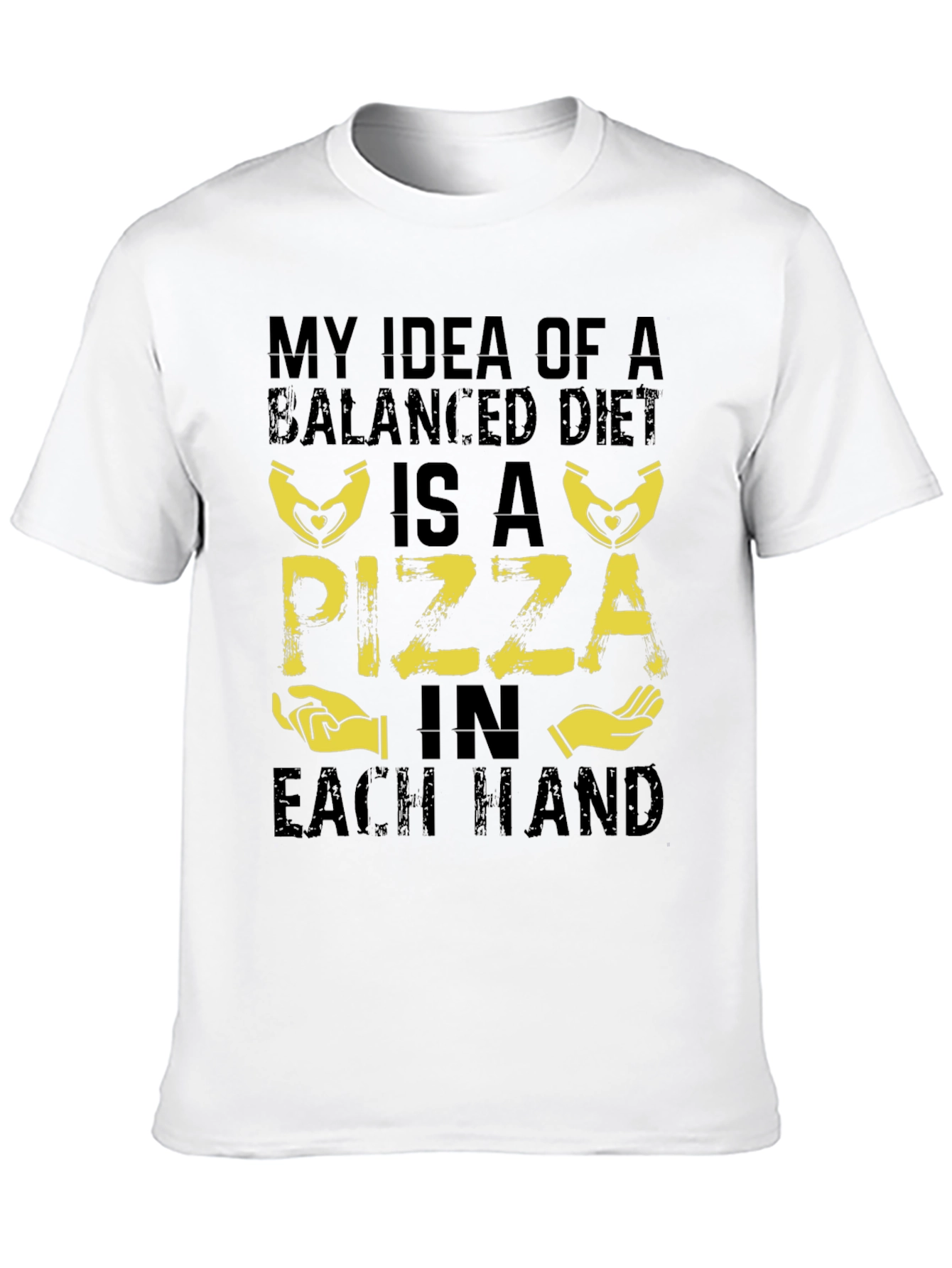 Funny Pizza Balanced Diet Black T-Shirt