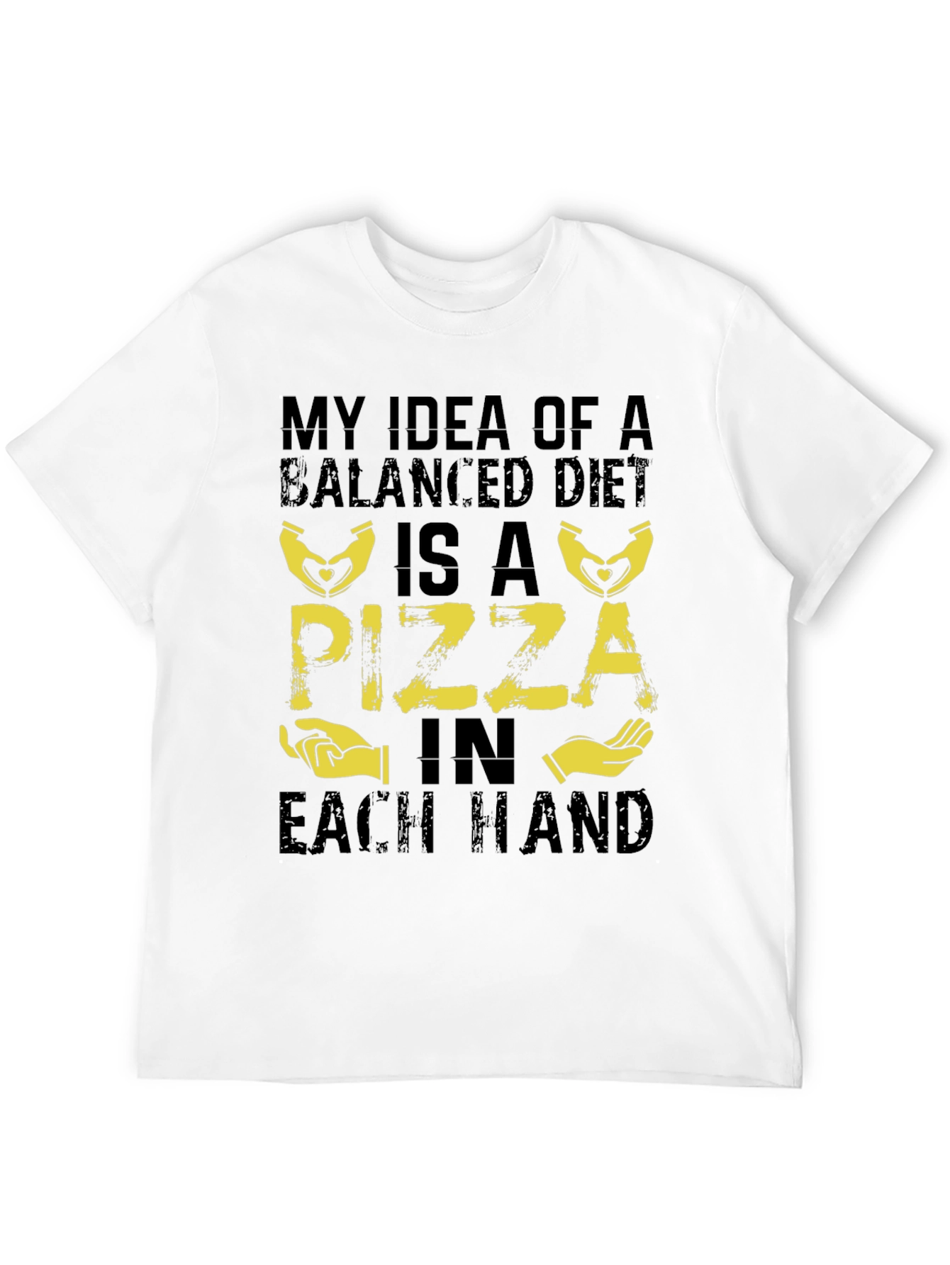 Funny Pizza Balanced Diet Black T-Shirt