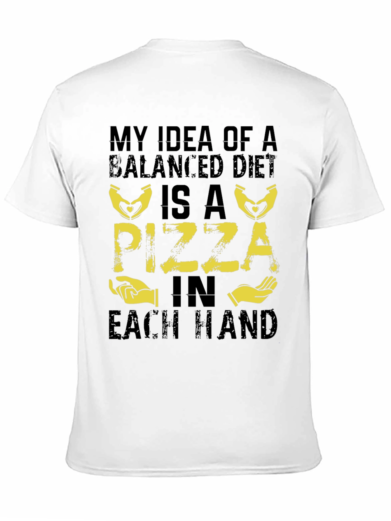 Funny Pizza Balanced Diet Black T-Shirt