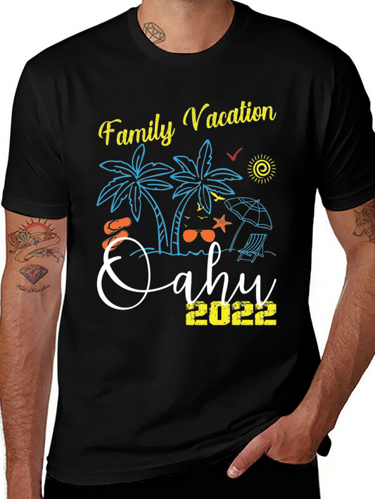 Family Vacation Oahu 2022 Black T-Shirt