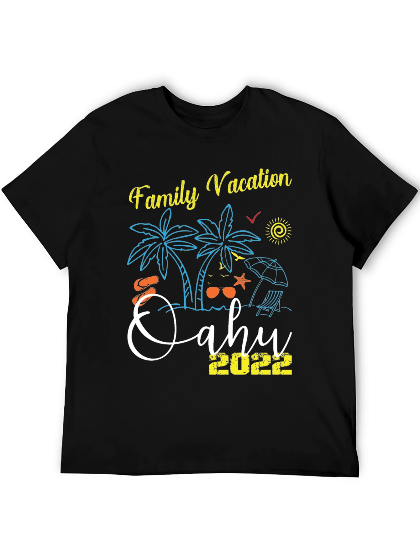Family Vacation Oahu 2022 Black T-Shirt