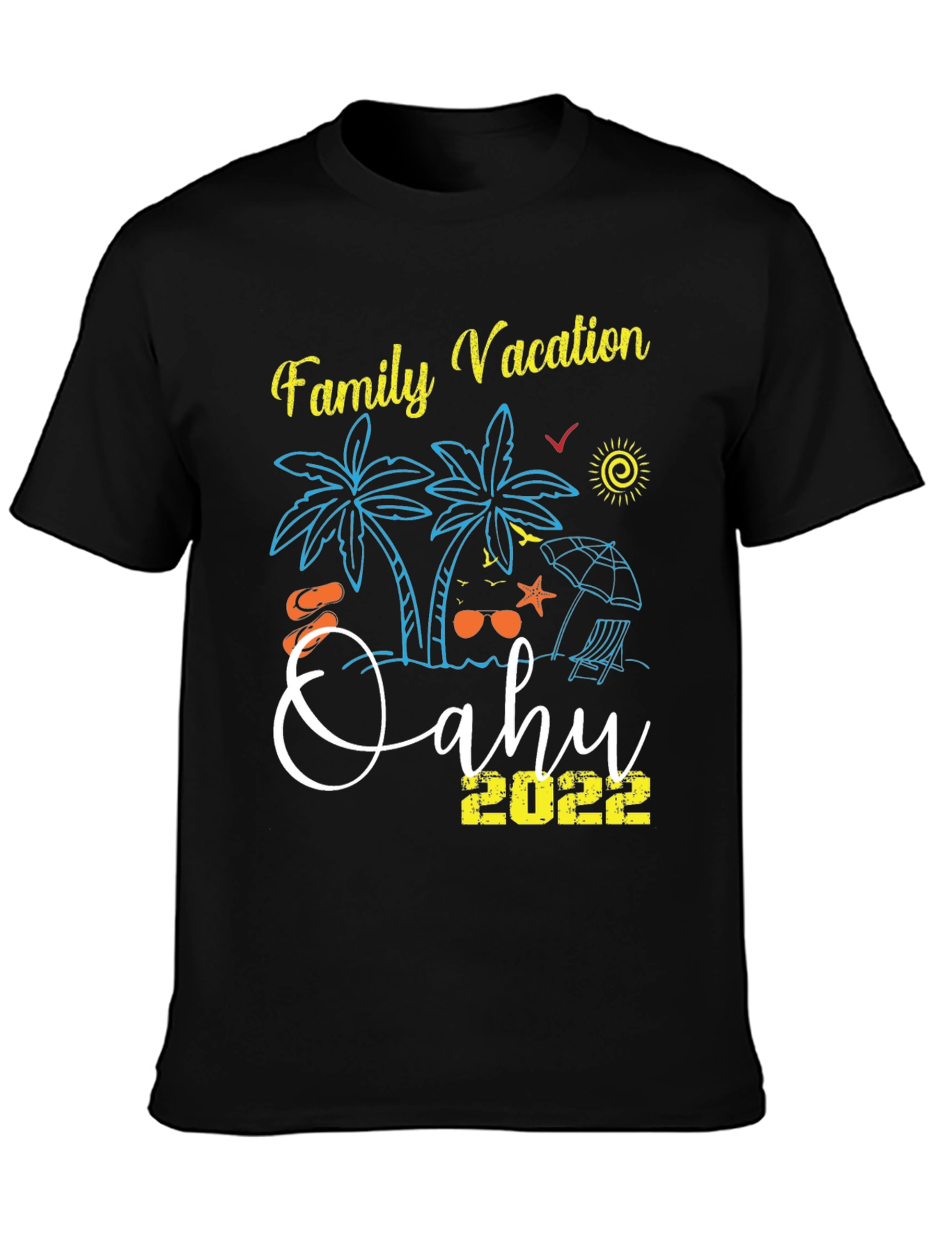 Family Vacation Oahu 2022 Black T-Shirt