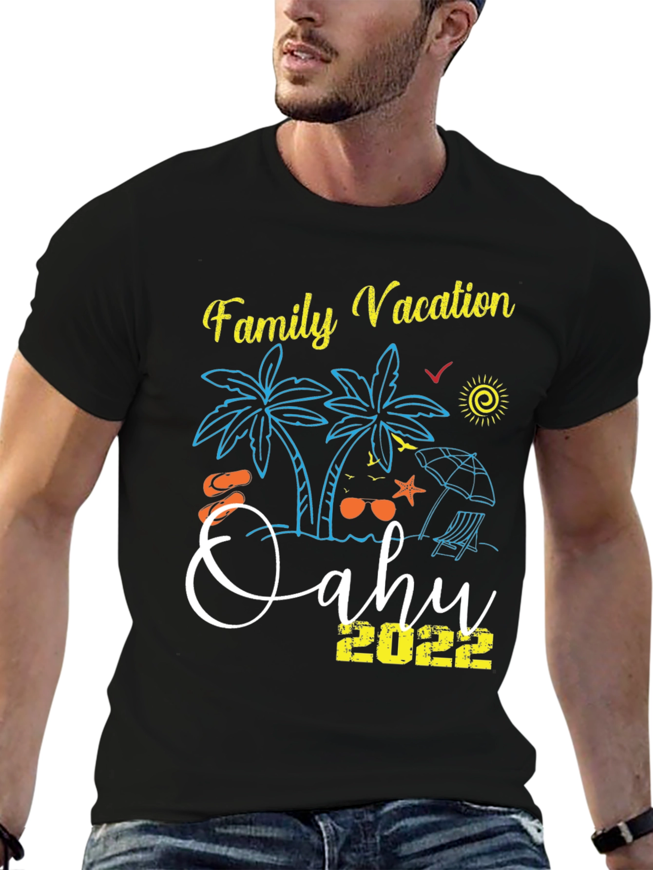 Family Vacation Oahu 2022 Black T-Shirt