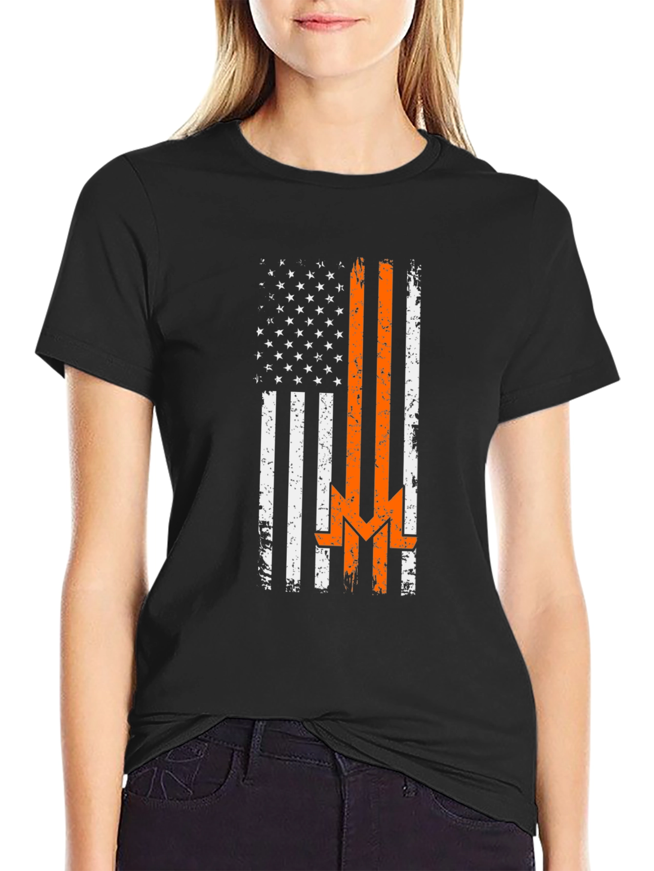 Distressed American Flag Firefighter T-Shirt