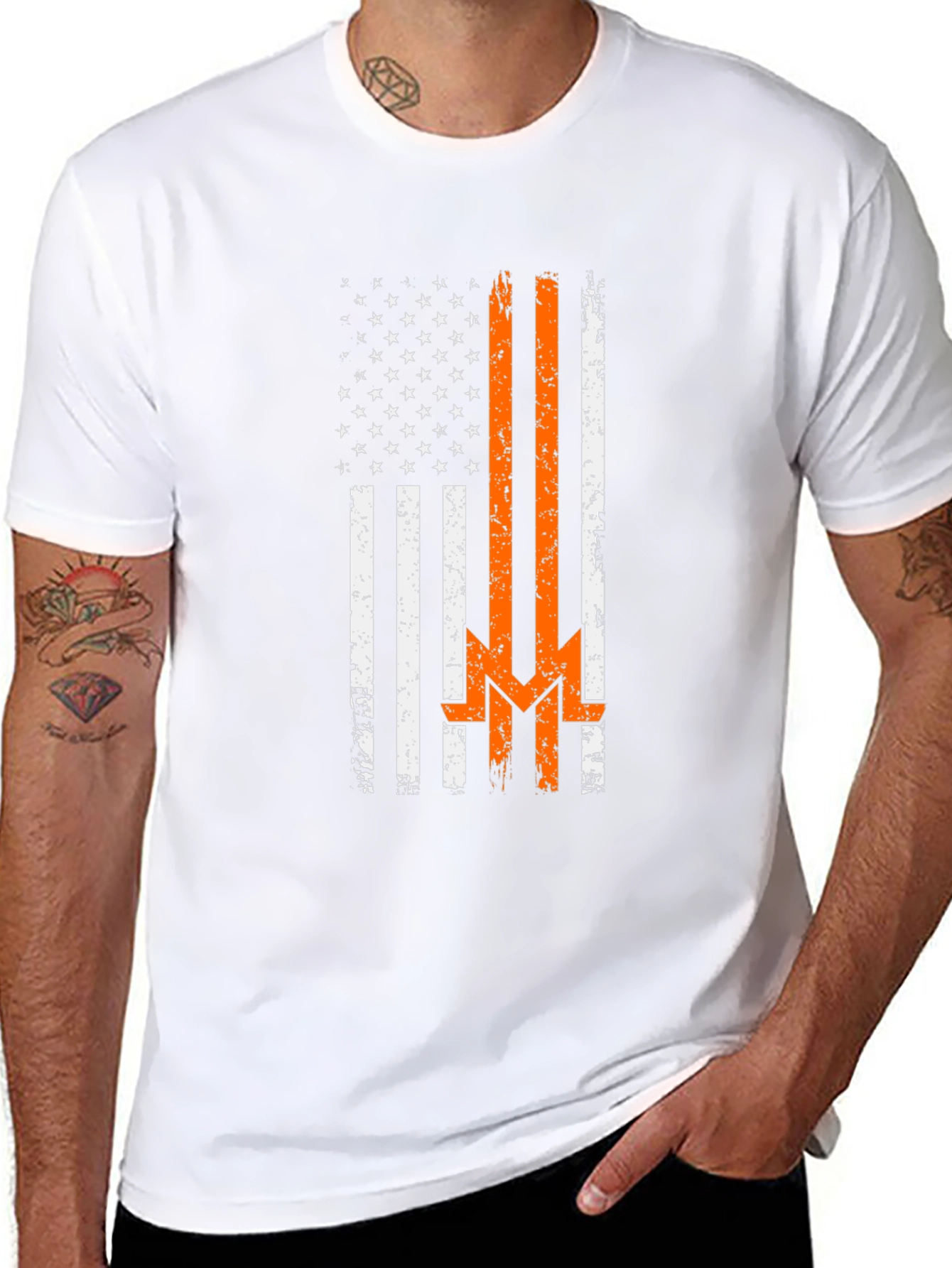 Distressed American Flag Firefighter T-Shirt