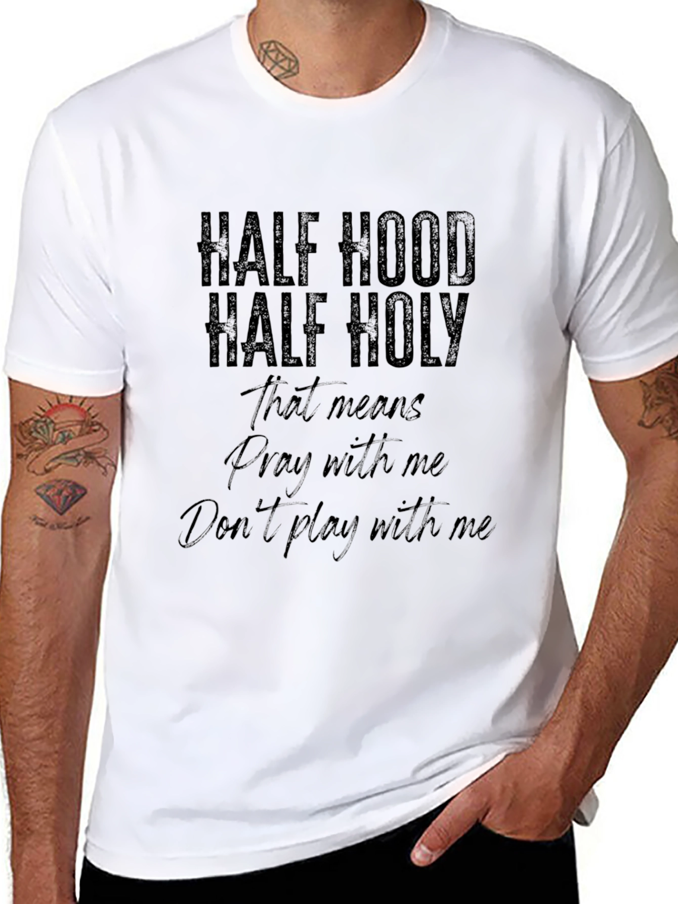 Half Hood Half Holy Graphic Tee