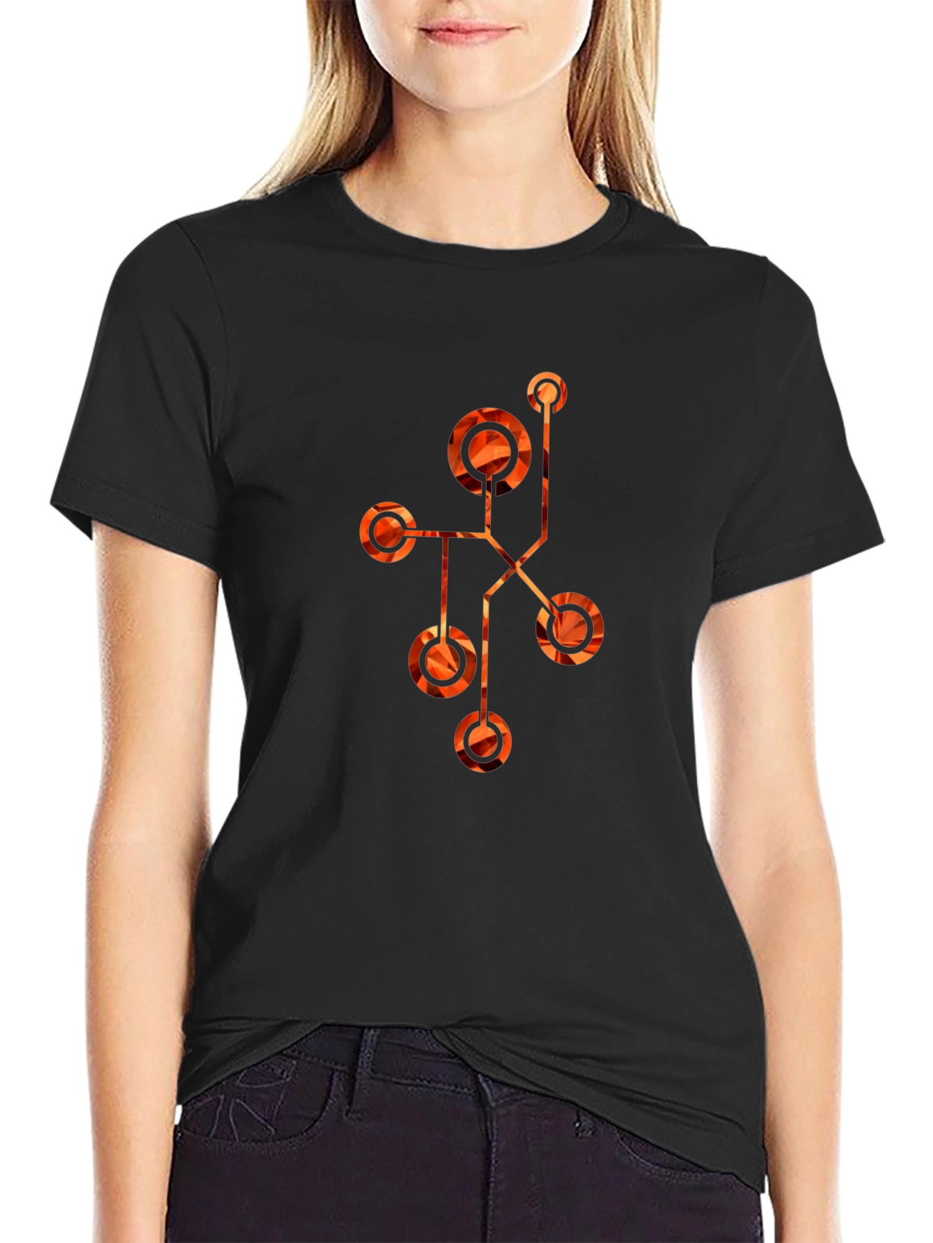 Geometric Pattern Mens Black T-Shirt