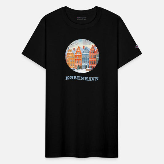 Snowy Copenhagen Denmark, Watercolor Landscape