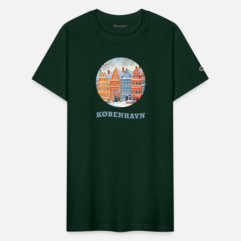 Snowy Copenhagen Denmark, Watercolor Landscape