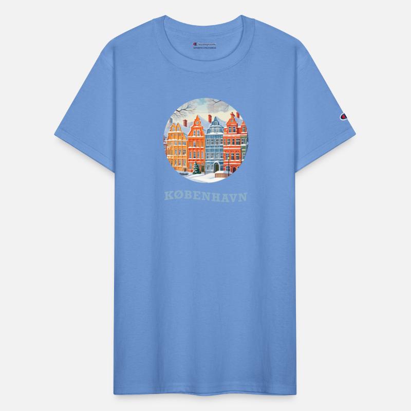 Snowy Copenhagen Denmark, Watercolor Landscape