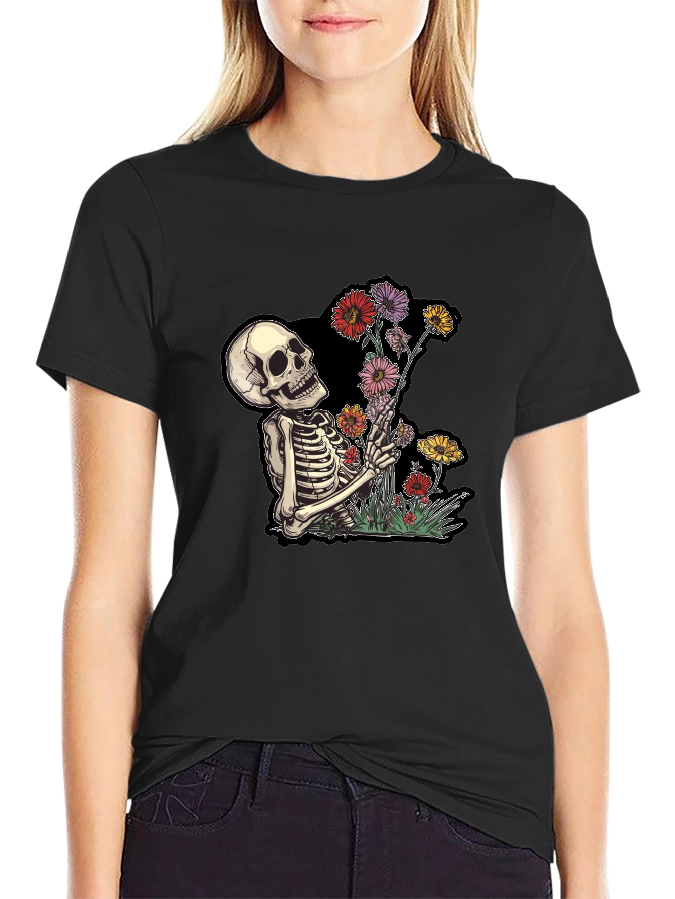 Skeleton Flower Graphic Tee