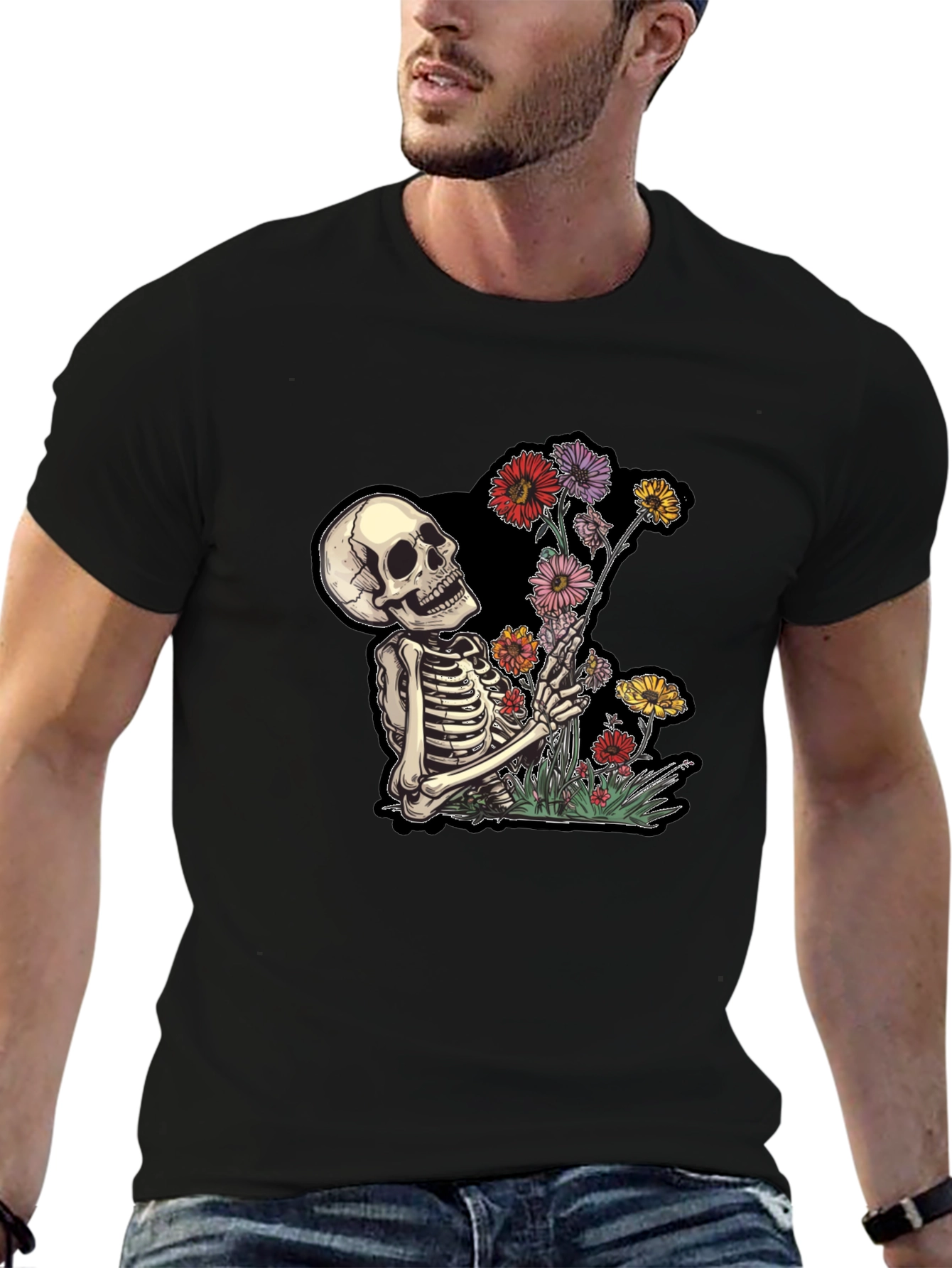 Skeleton Flower Graphic Tee