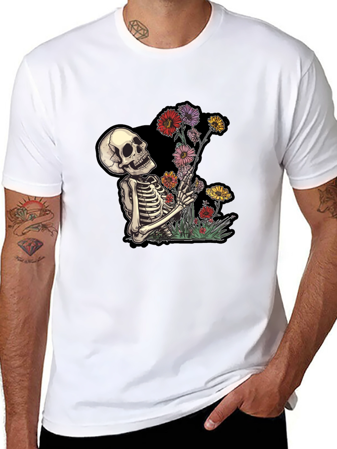 Skeleton Flower Graphic Tee