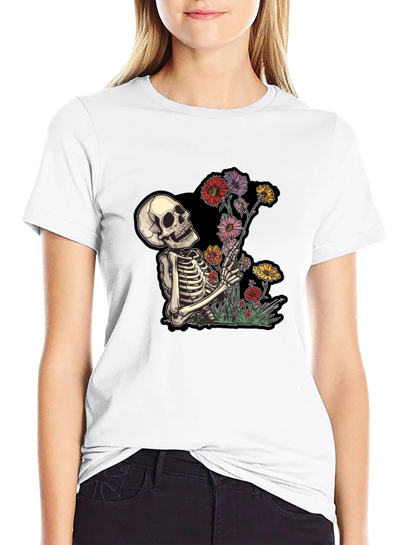 Skeleton Flower Graphic Tee