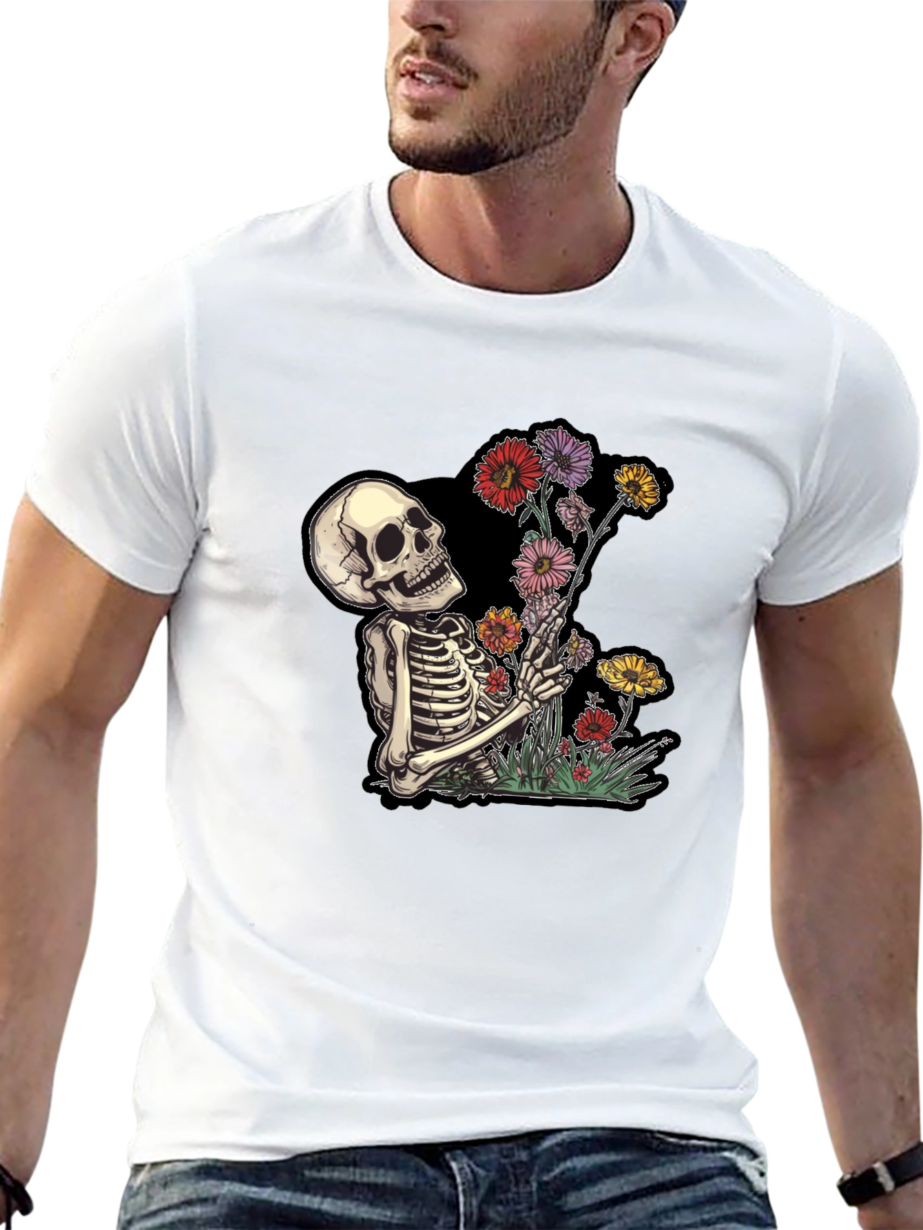 Skeleton Flower Graphic Tee