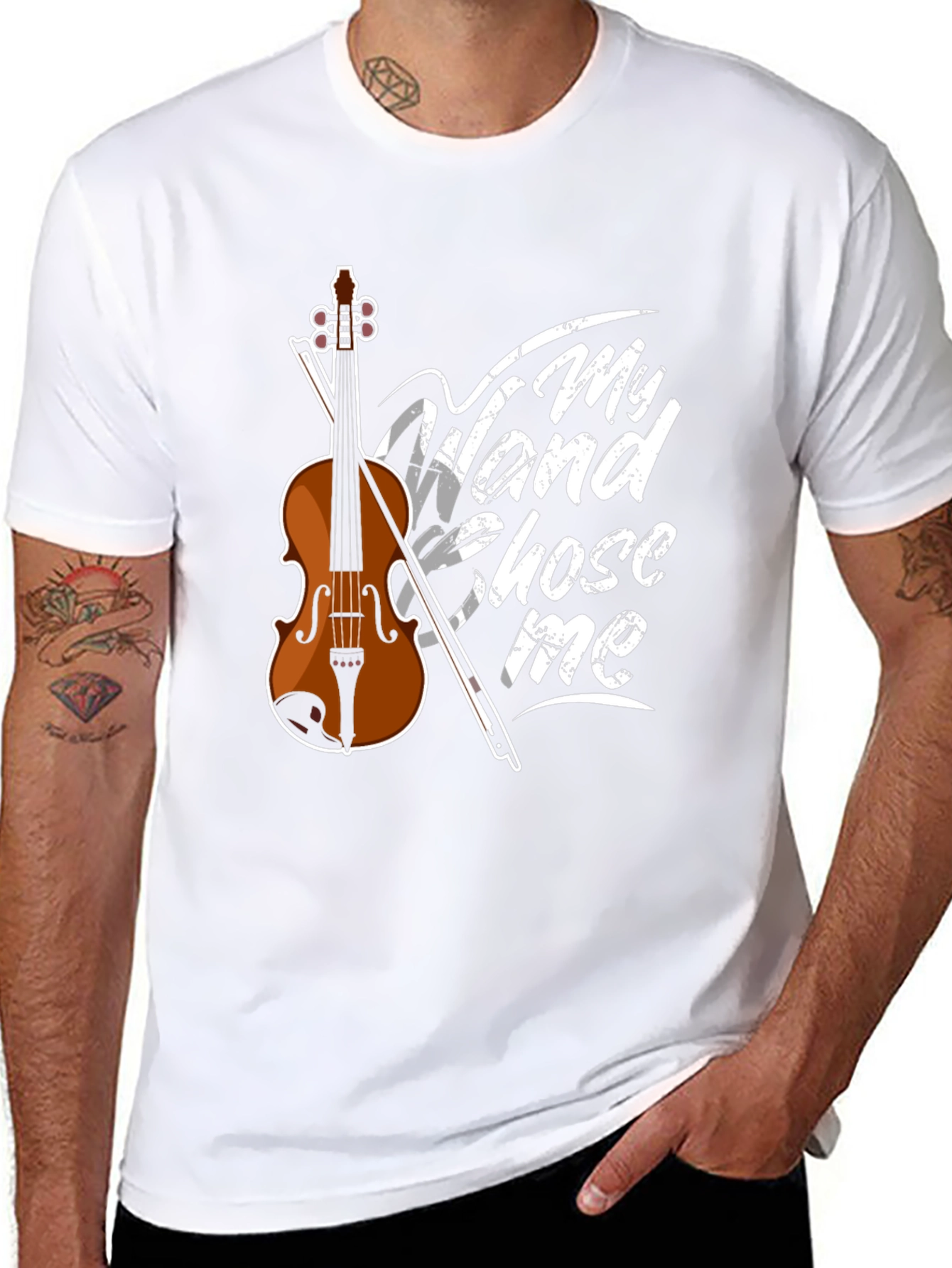My Wand Chose Me Violin Graphic T-Shirt