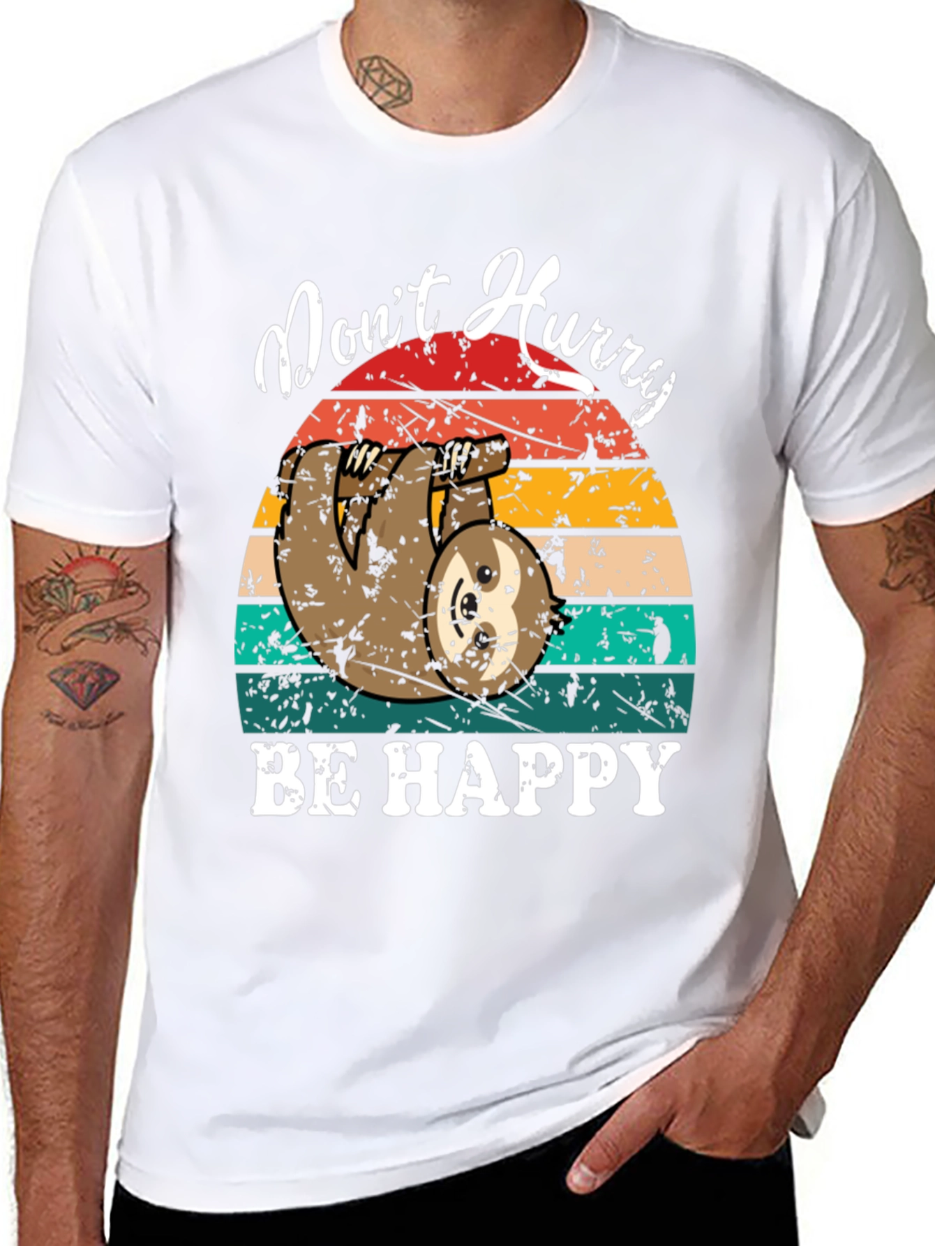 Dont Hurry Be Happy Sloth Graphic Tee