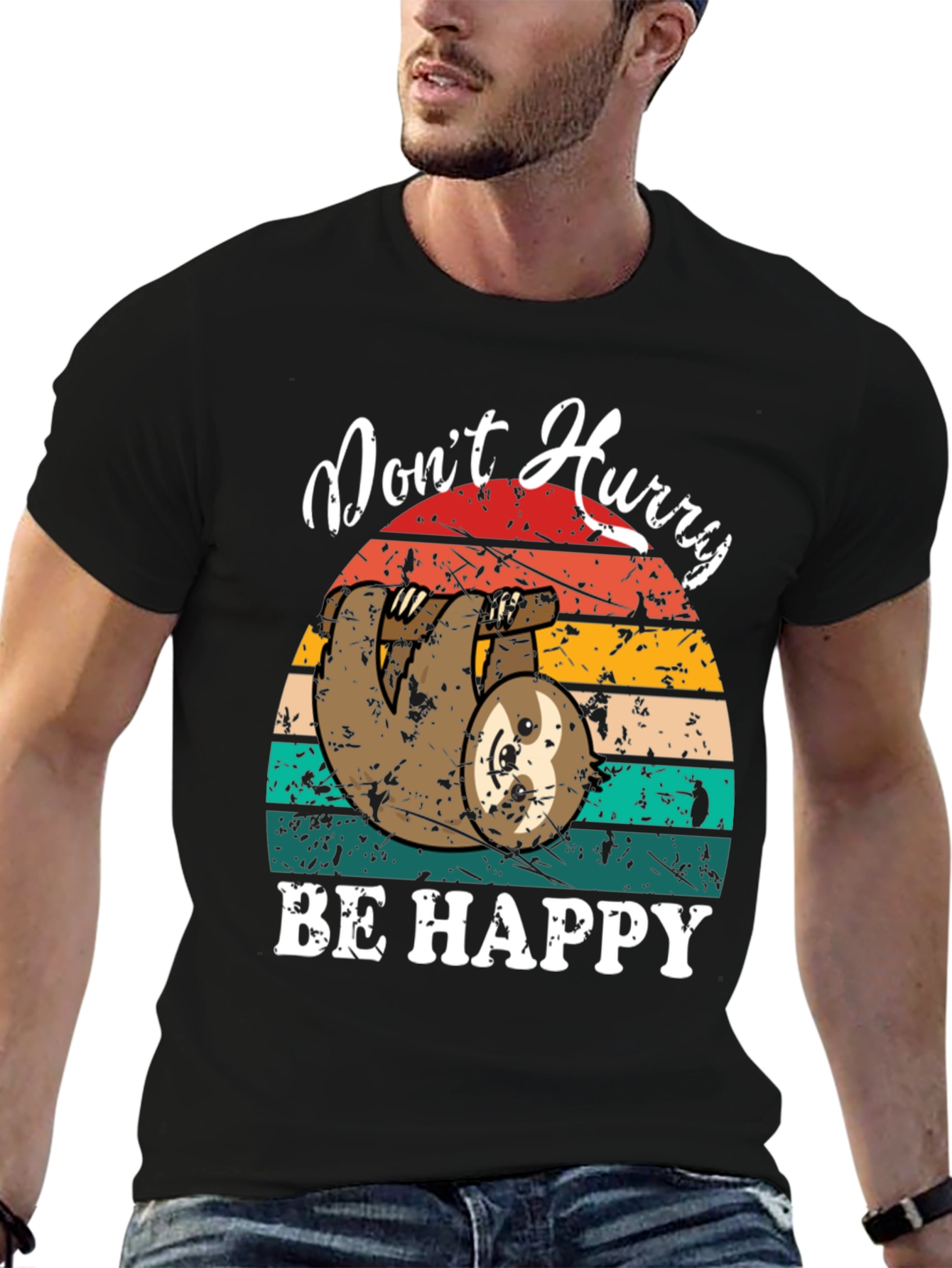 Dont Hurry Be Happy Sloth Graphic Tee