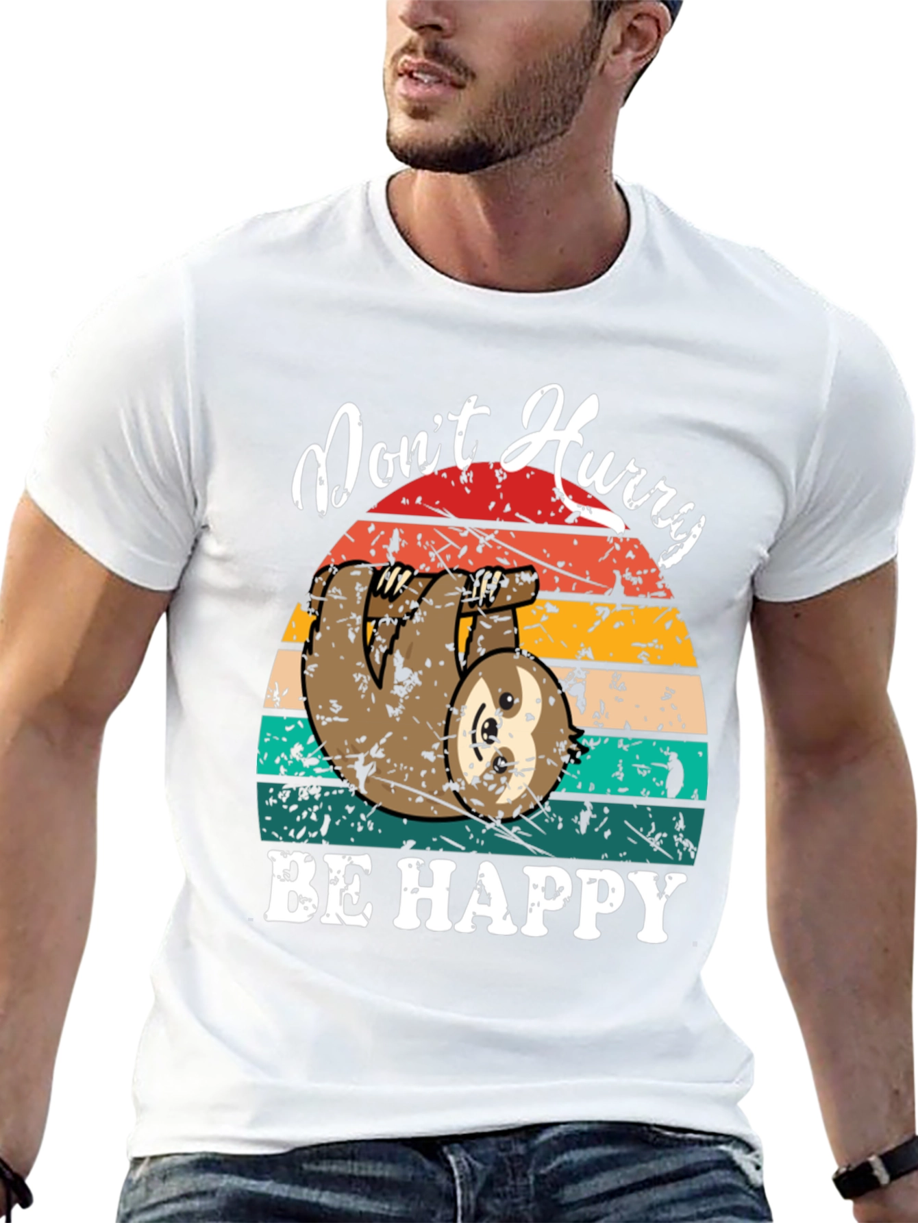 Dont Hurry Be Happy Sloth Graphic Tee