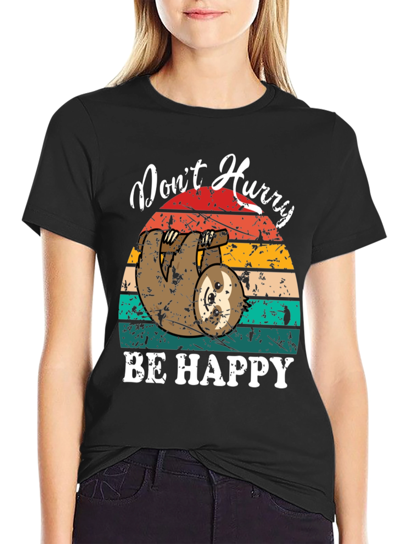 Dont Hurry Be Happy Sloth Graphic Tee