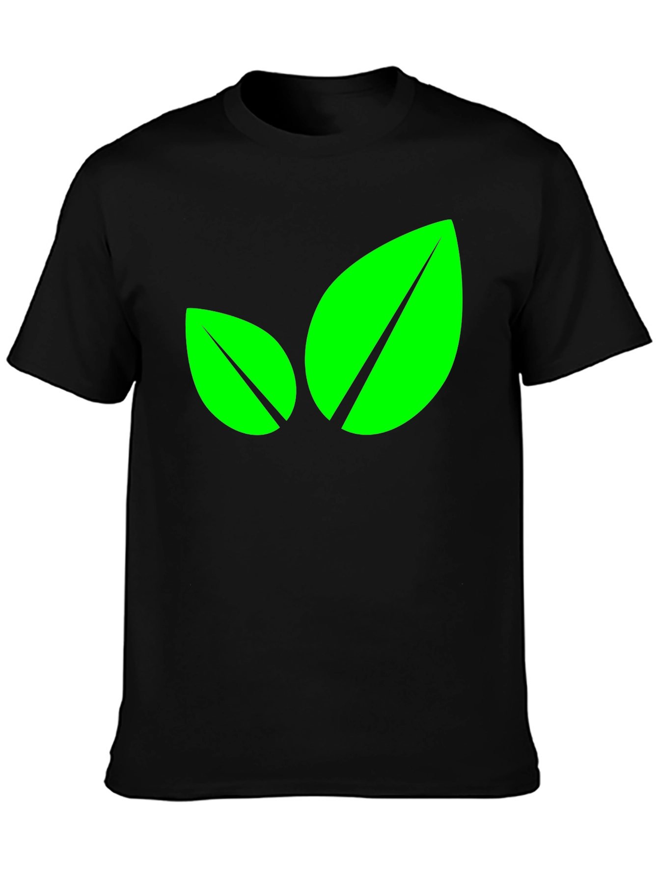 Eco-Friendly Leaf Graphic Black T-Shirt