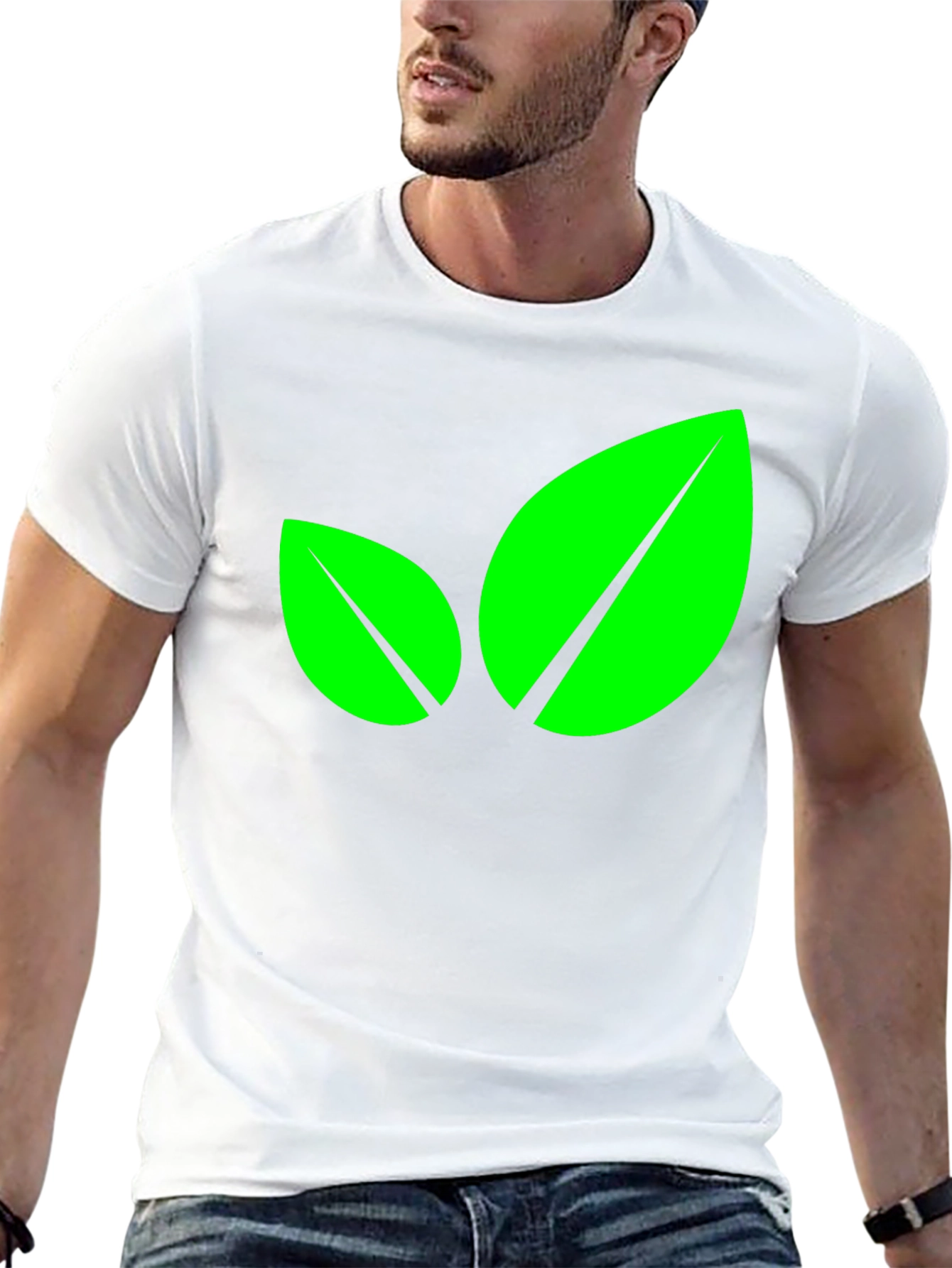 Eco-Friendly Leaf Graphic Black T-Shirt