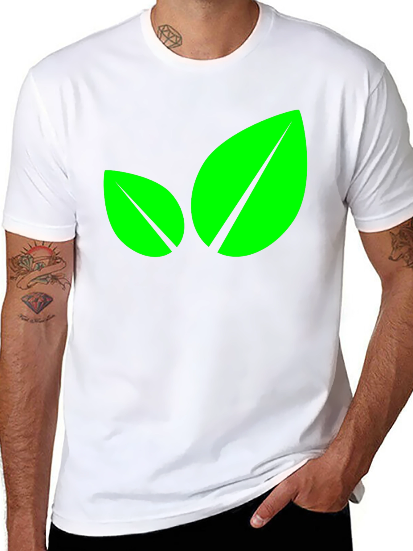 Eco-Friendly Leaf Graphic Black T-Shirt