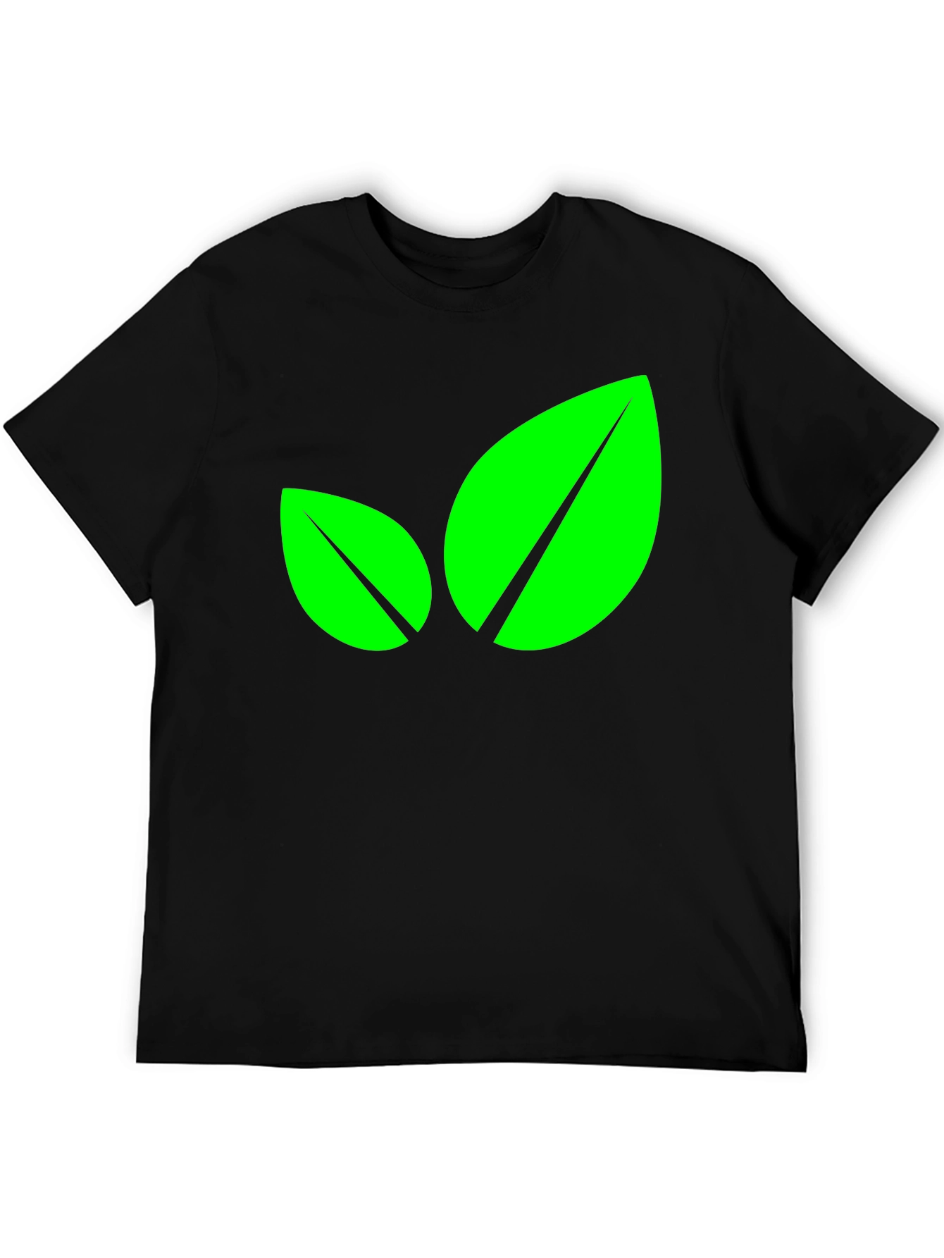 Eco-Friendly Leaf Graphic Black T-Shirt