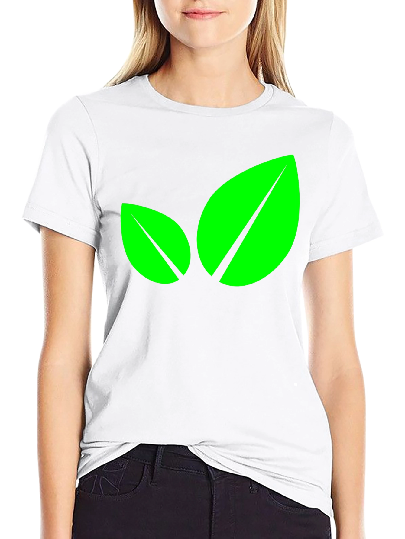Eco-Friendly Leaf Graphic Black T-Shirt