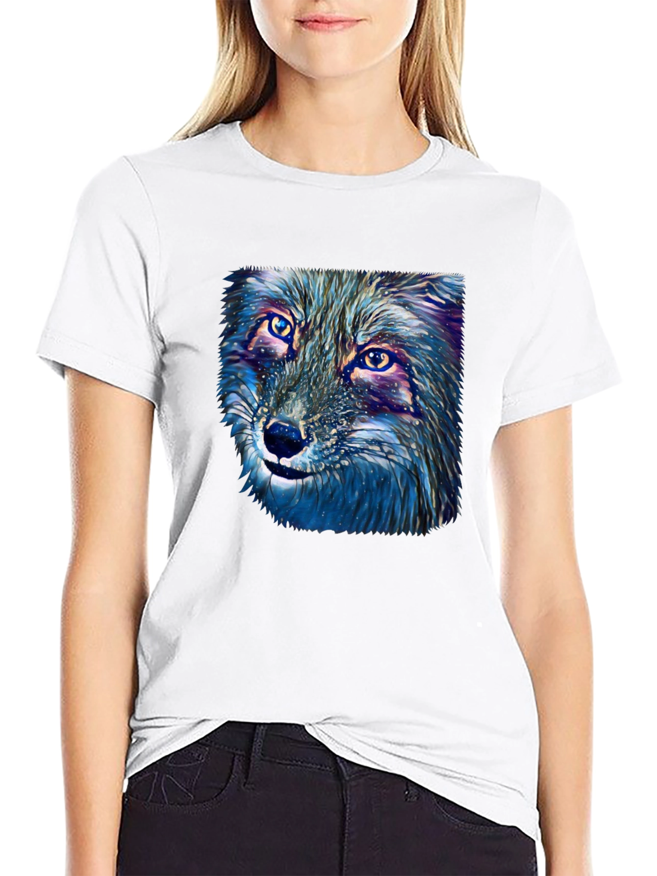 Artistic Wolf Graphic Tee - Premium Black T-Shirt