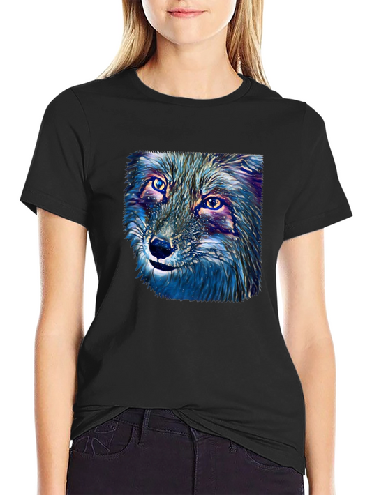 Artistic Wolf Graphic Tee - Premium Black T-Shirt