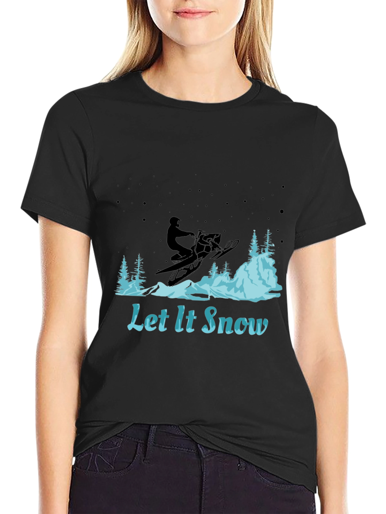 Let It Snow Graphic Tee - Snowmobile Design
