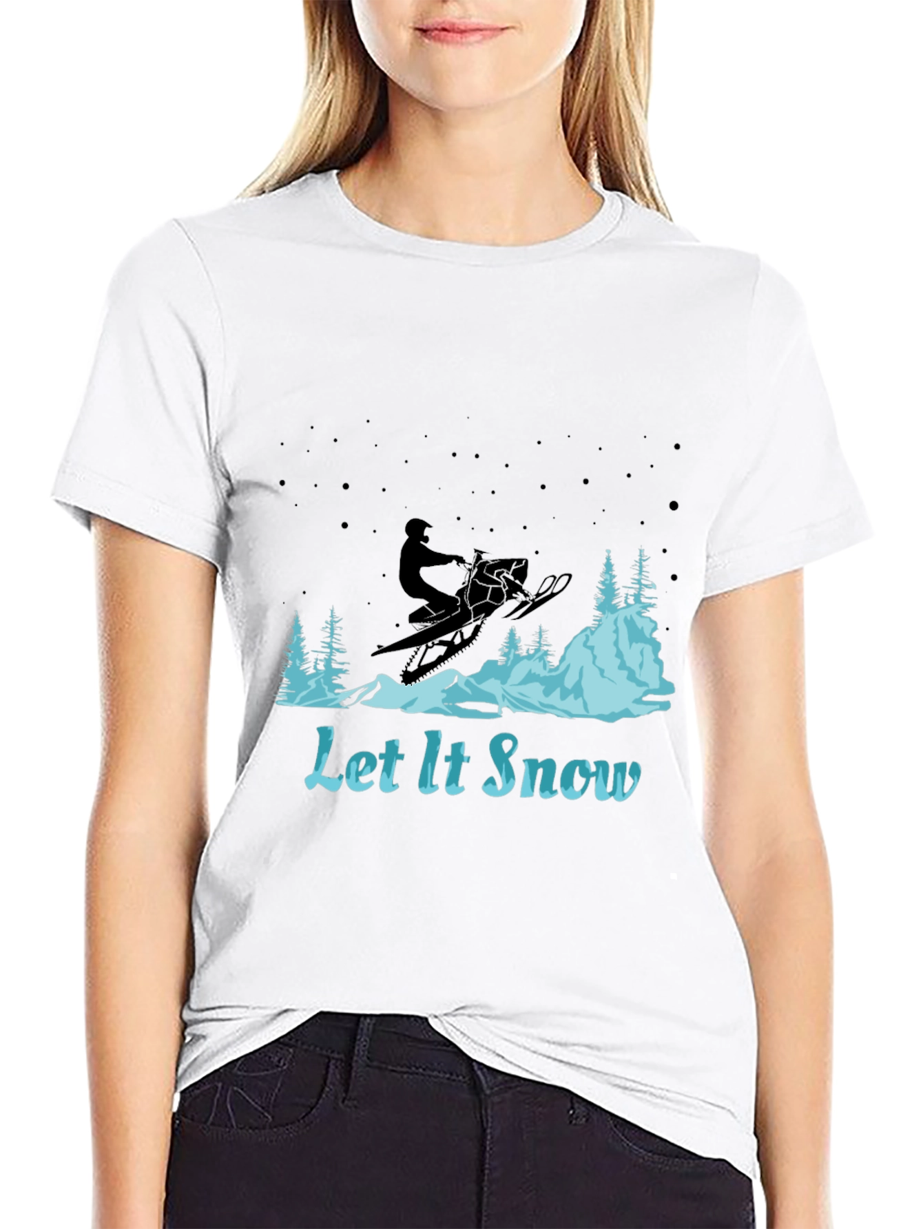 Let It Snow Graphic Tee - Snowmobile Design