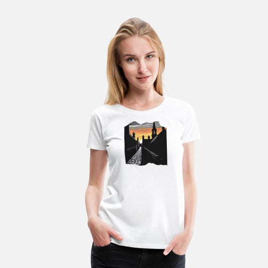 Sunset Over Historic Village Skyline