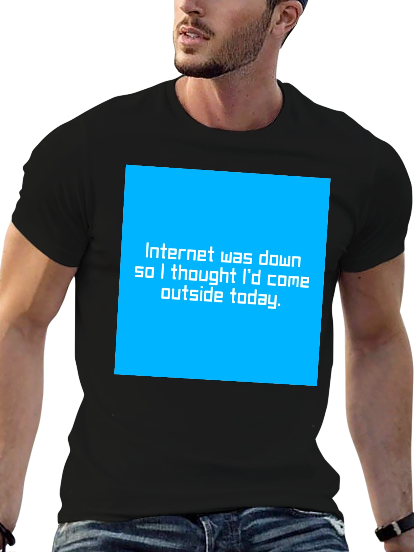 Funny Internet Down Graphic Tee - Black