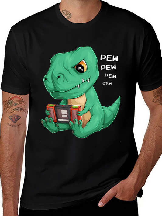Gamer Dino Graphic Tee - Cool T-Rex Playing Video Games
