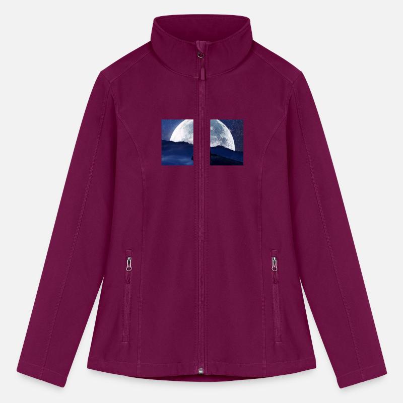 T-shirt Classic wolf howling and big moon standing