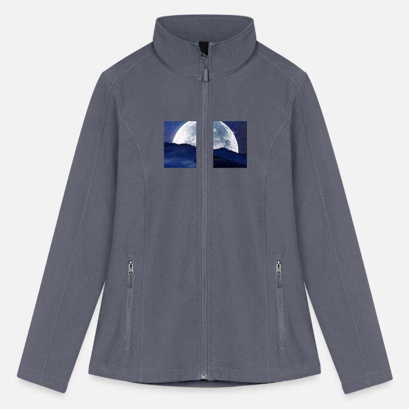 T-shirt Classic wolf howling and big moon standing