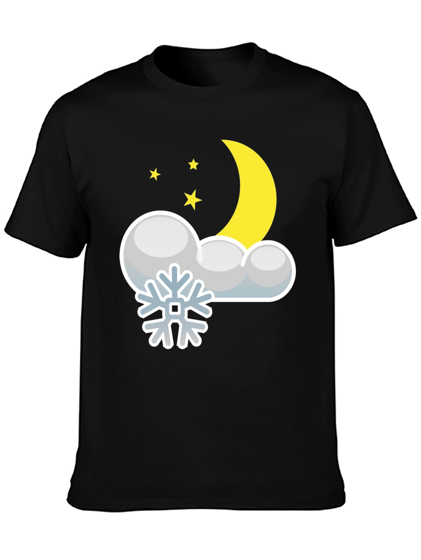 Snowy Night Graphic Tee - Black Cotton Blend