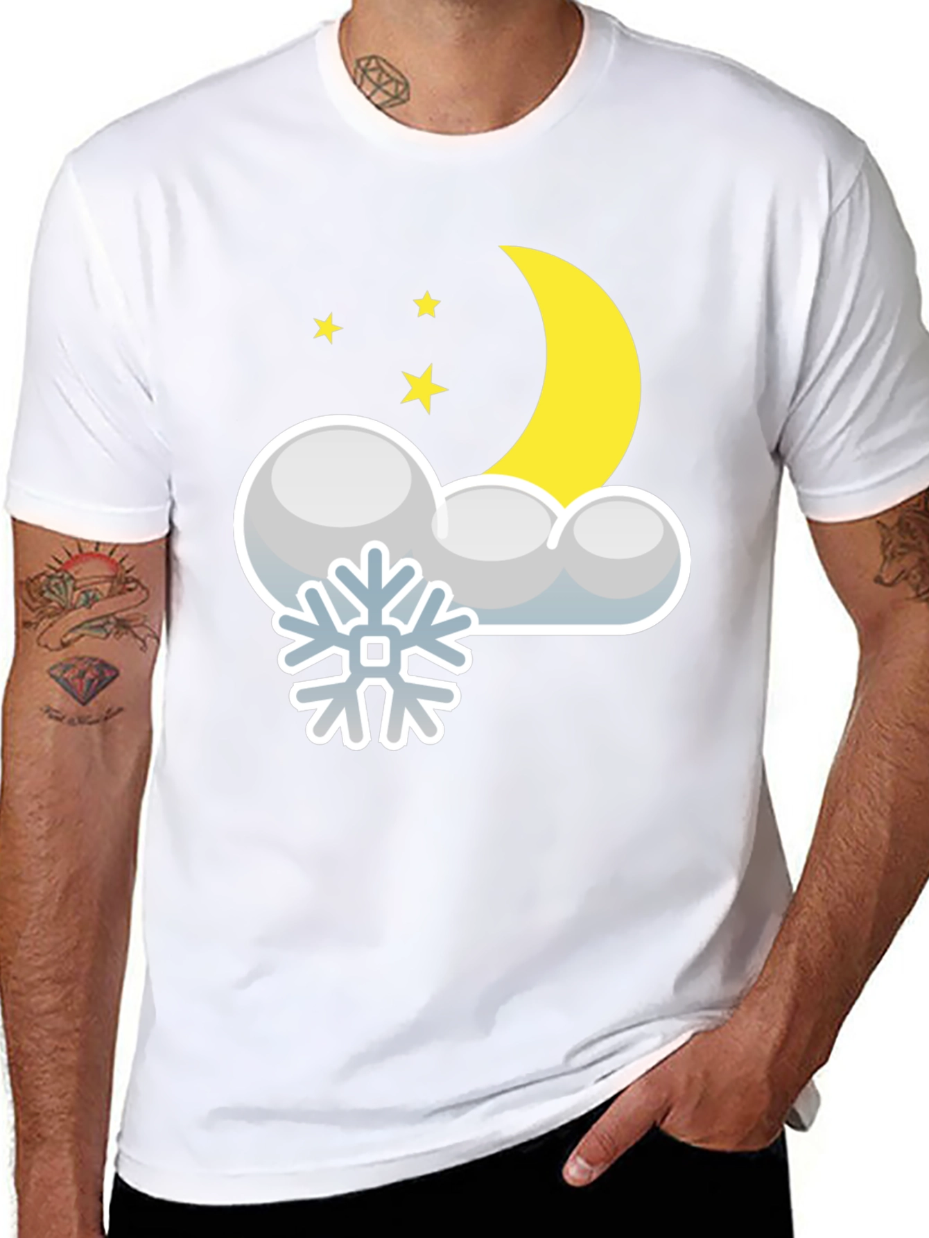 Snowy Night Graphic Tee - Black Cotton Blend