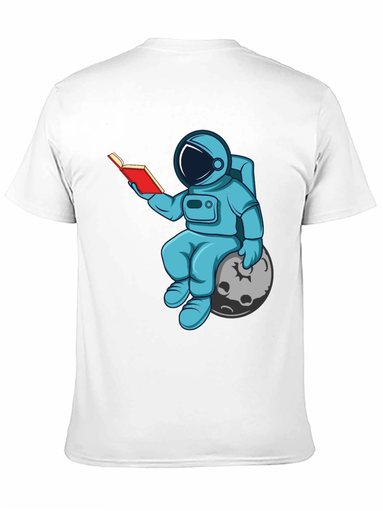 Astronaut Reading Book on Moon Graphic T-Shirt