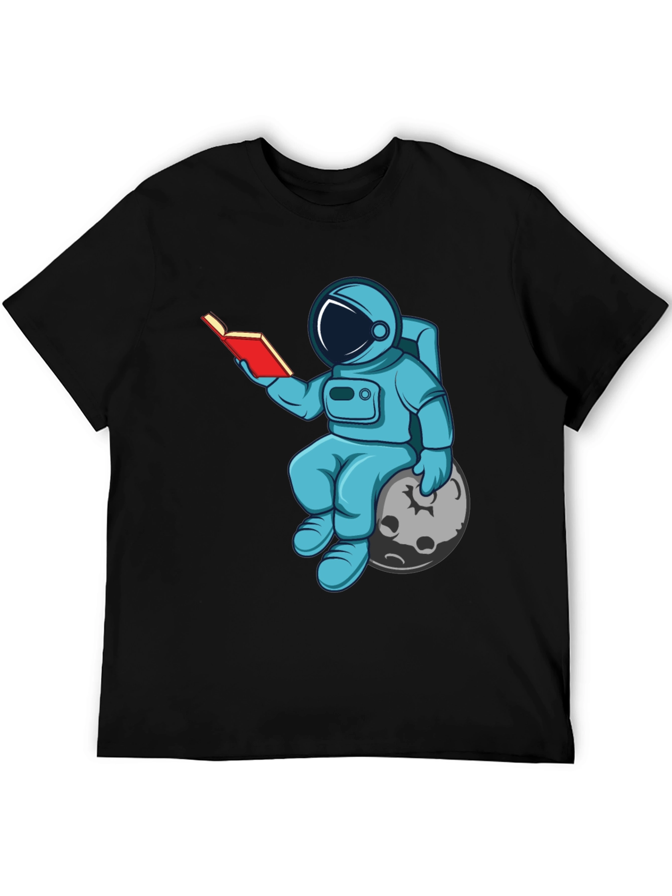 Astronaut Reading Book on Moon Graphic T-Shirt