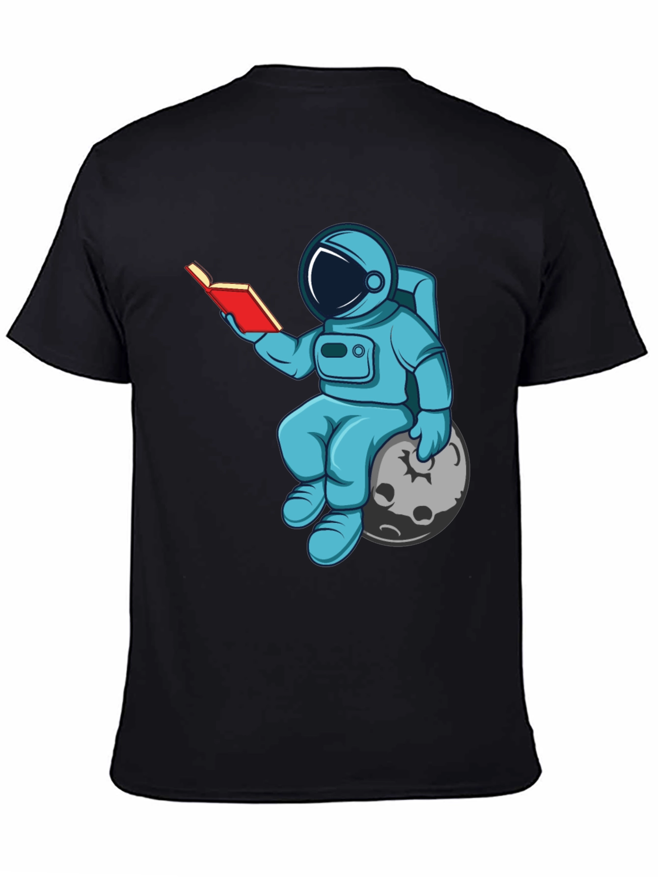 Astronaut Reading Book on Moon Graphic T-Shirt