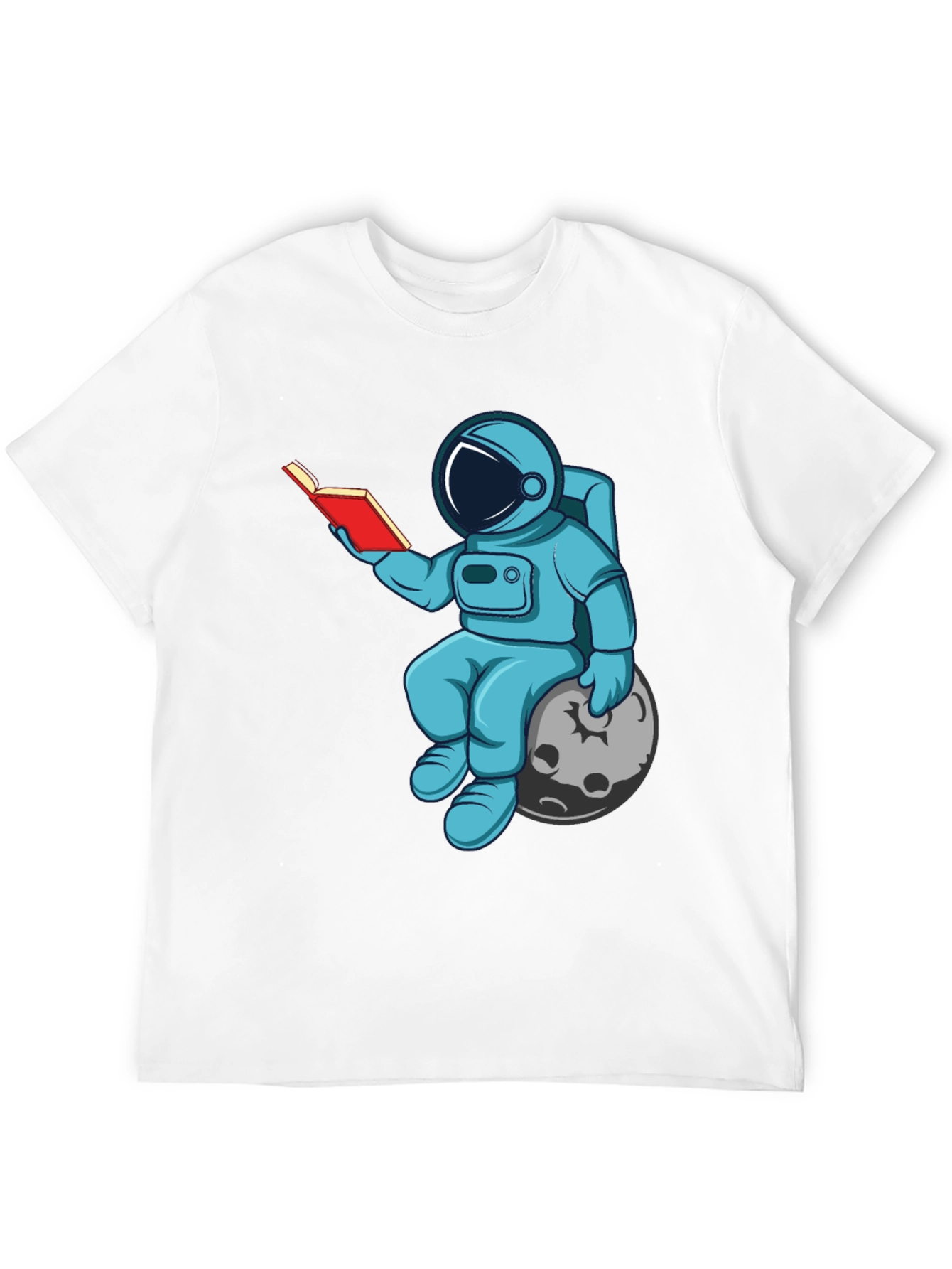 Astronaut Reading Book on Moon Graphic T-Shirt