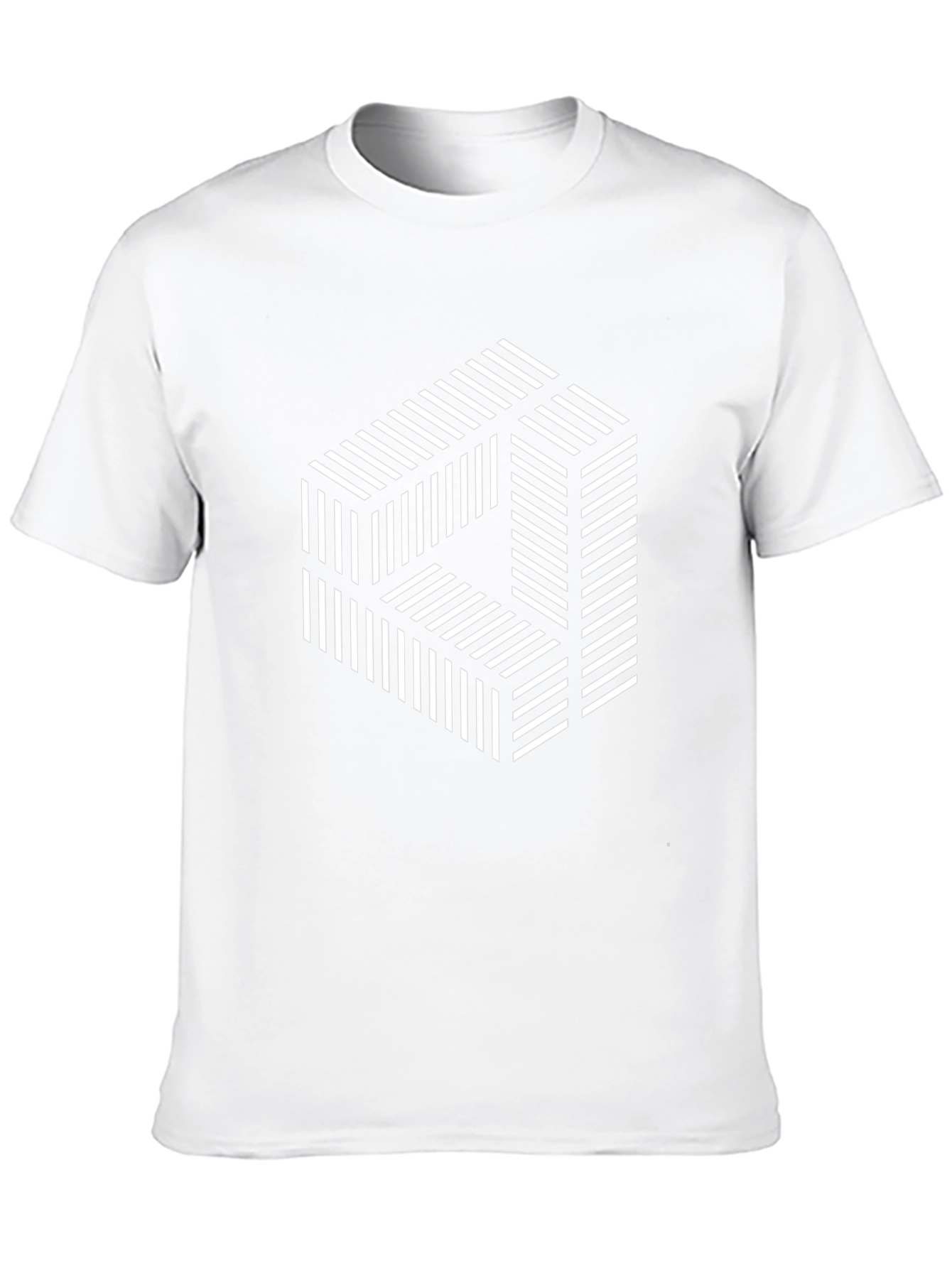 Optical Illusion Striped Cube Graphic Tee - Black